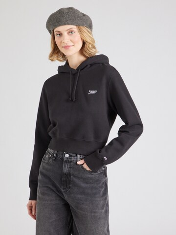 Tommy Jeans - Sweatshirt 'Script Hoodie' em preto: frente