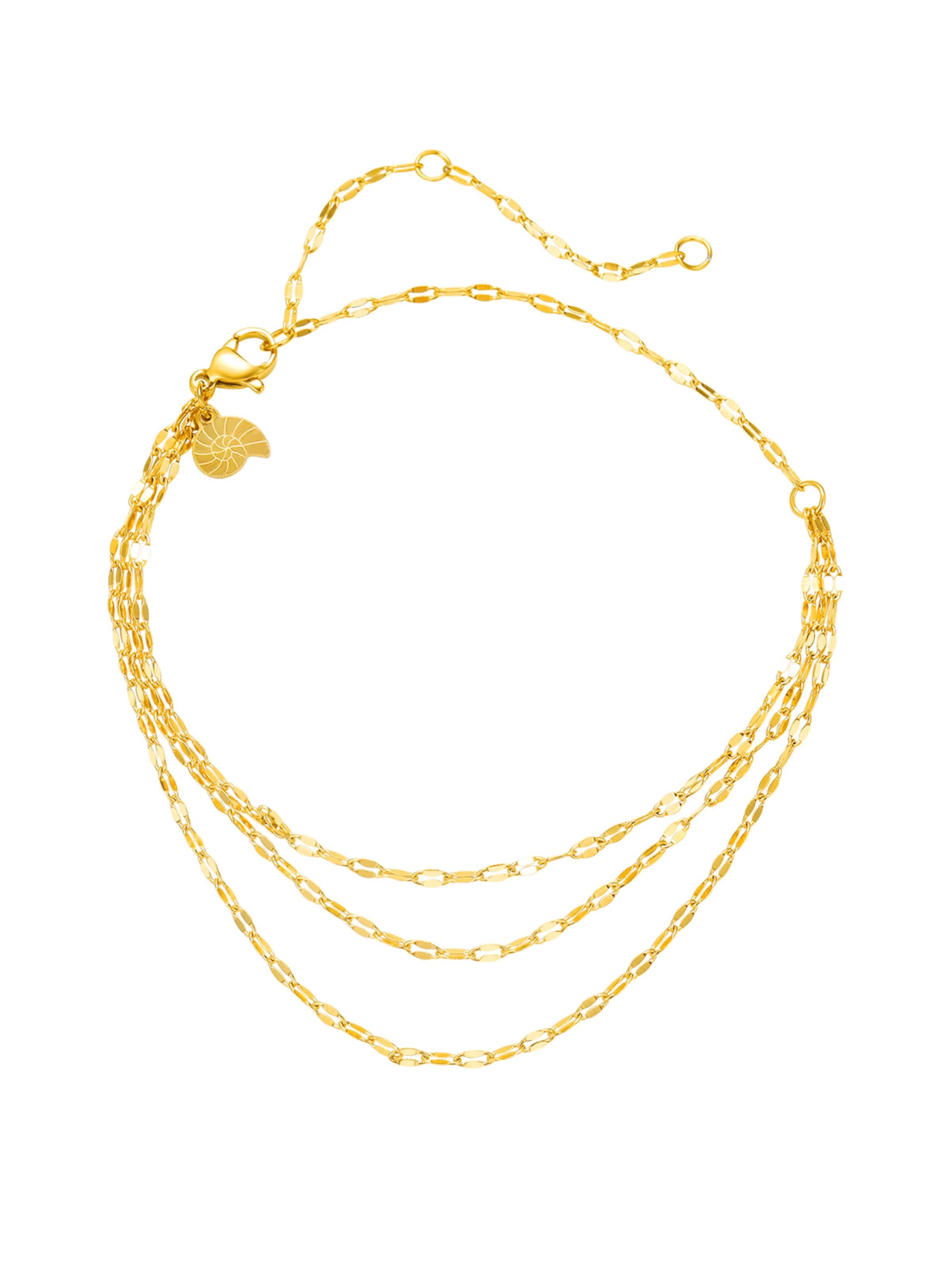 Gioiello per i piedi 'Rolo Trio' di Hey Happiness in oro: frontale