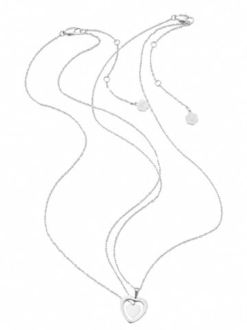 Hey Happiness Ketting 'Connected Mother and Daughter Heart' in Zilver: voorkant