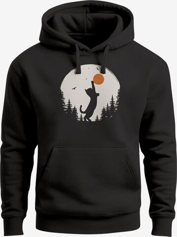 Neverless Sweatshirt 'Wald Katze' in Schwarz: Vorderseite