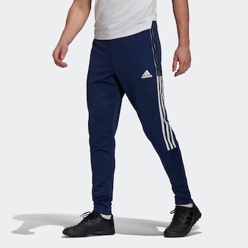 Tapered Pantaloni sportivi 'Tiro 21' di ADIDAS SPORTSWEAR in blu: frontale