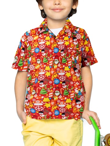 Regular fit Camicia 'Christmas Allover' di King Kameha in rosso: frontale