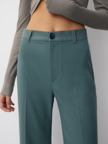 Pull&Bear Wide leg Trousers with creases in Green