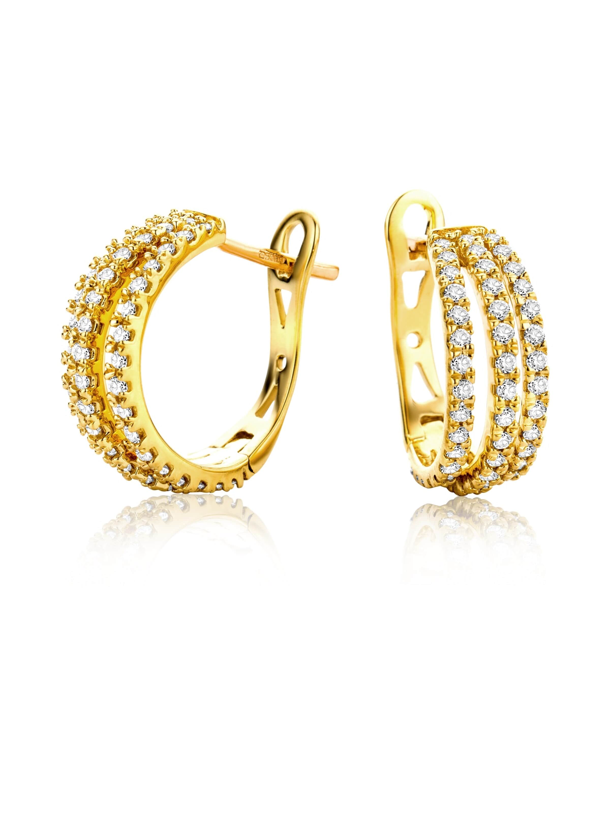 Orecchini 'Ohrringe aus 750 Gelbgold mit Diamant' di DIAMANT LETERNEL in oro: frontale
