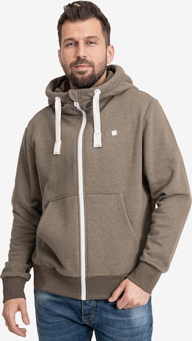 deproc Sweatjacke 'FinnCMYK II MEN' in Braun: Vorderseite