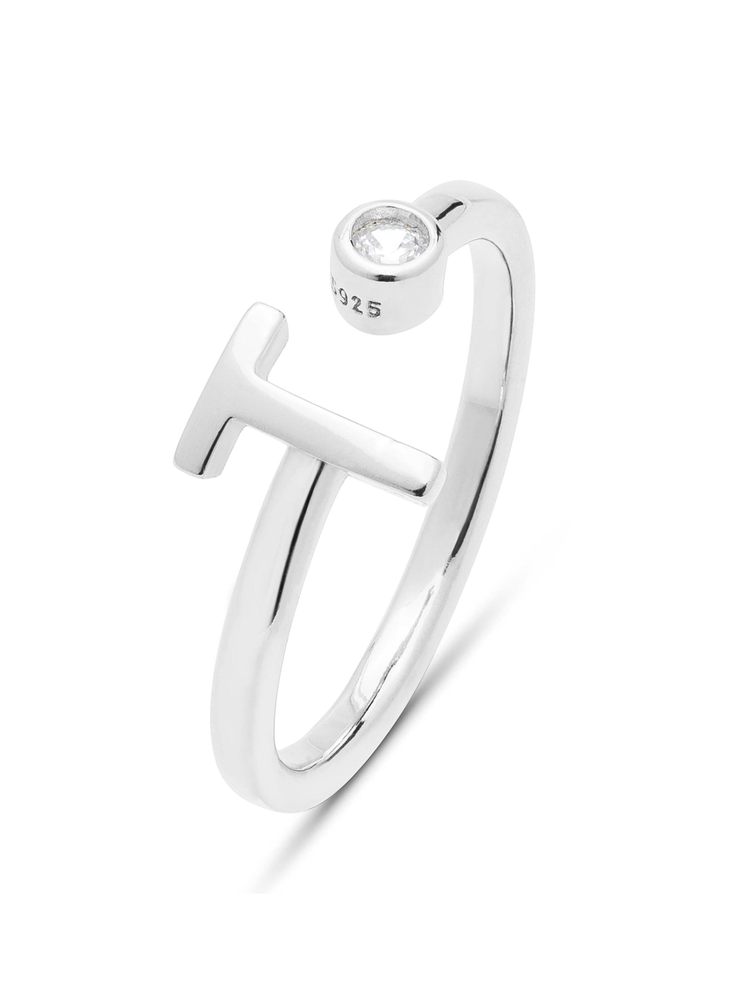Luxenter - Anel 'Alphabet' em prata: frente
