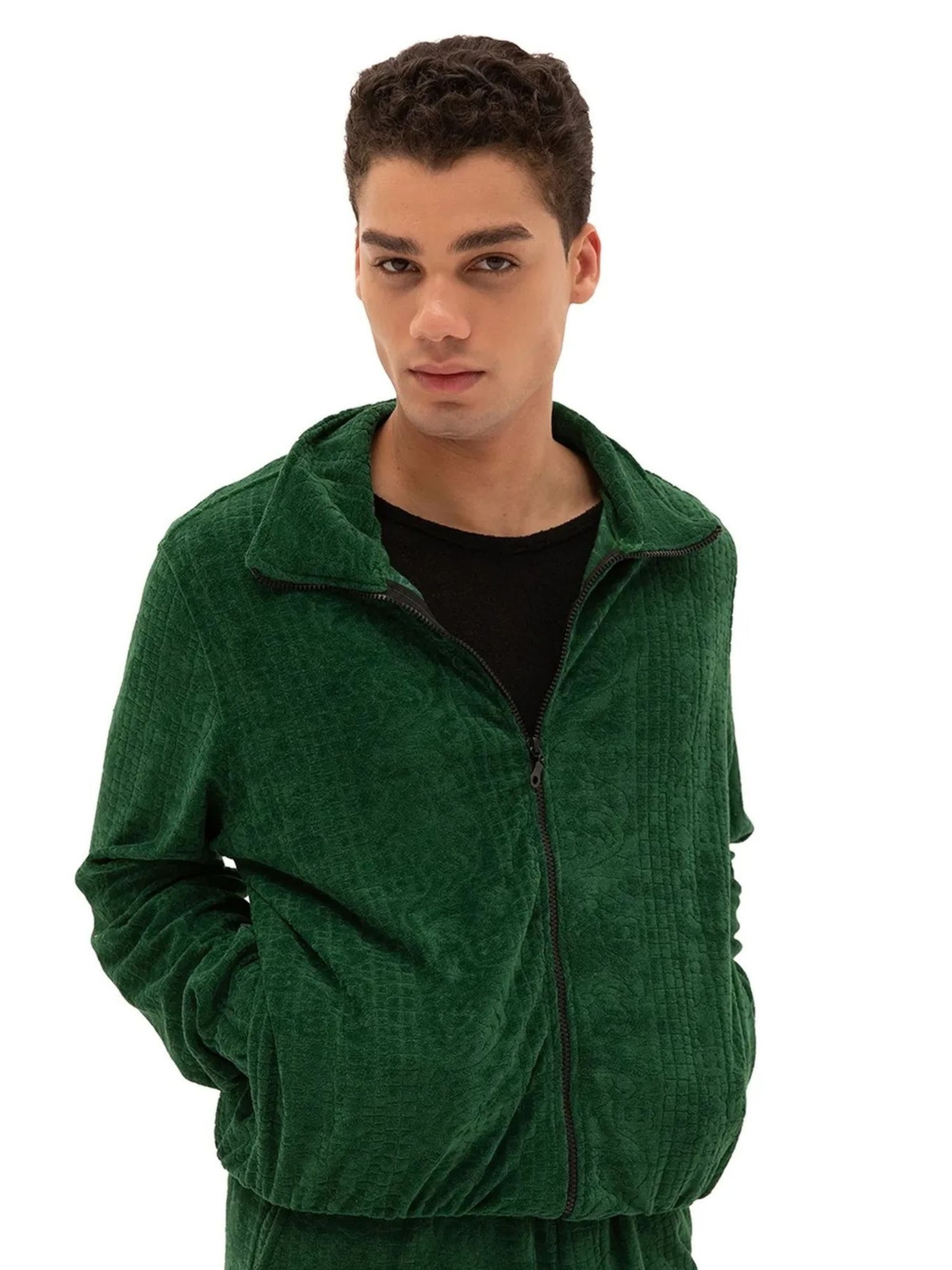 Giesto Sweatvest in Groen: voorkant