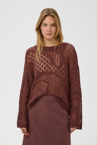 SOAKED IN LUXURY - Jersey 'SLBarb' en marrón: frente