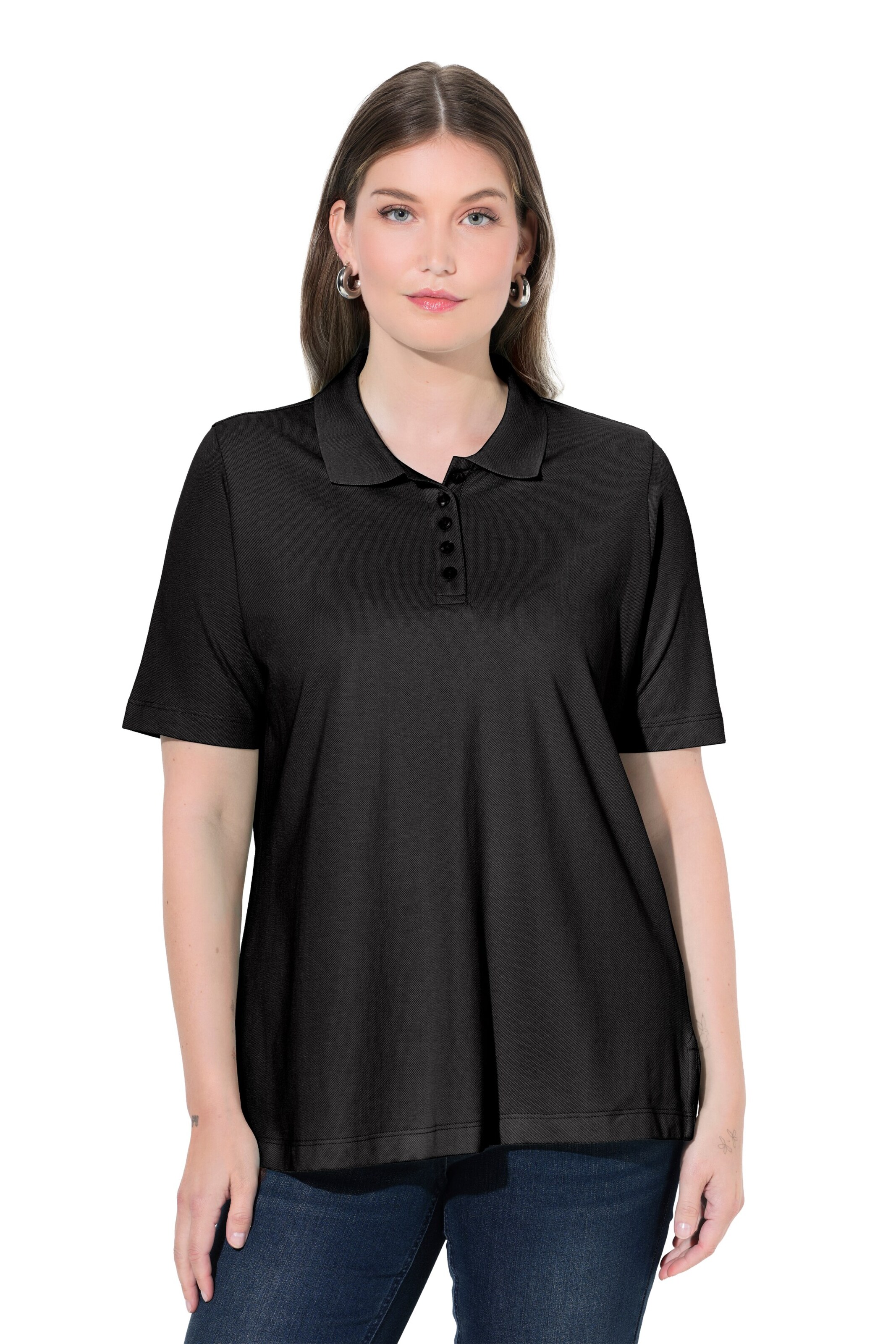 Ulla Popken Poloshirt in Schwarz: Vorderseite