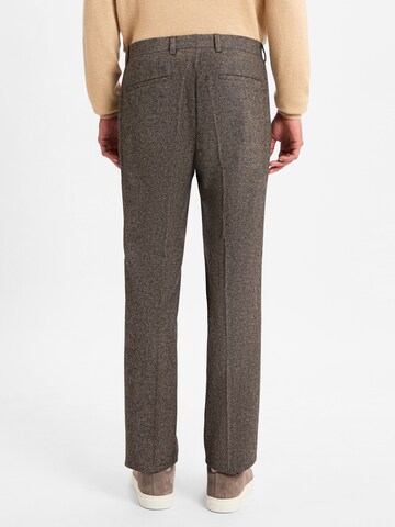 BOSS Regular Trousers with creases 'Leon' in Brown