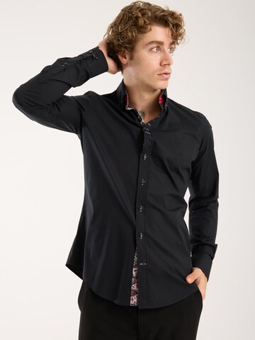 Slim fit Camicia 'Donatello Iconic Poplin Stretch Man Shirt Red' di 7Camicie in nero