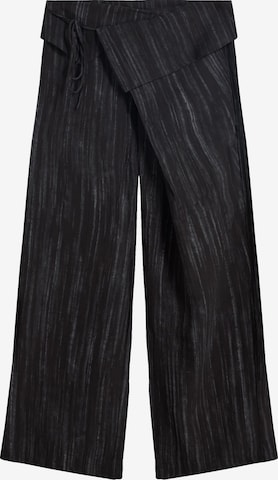 Wide leg Pantaloni de la Bershka pe negru: față
