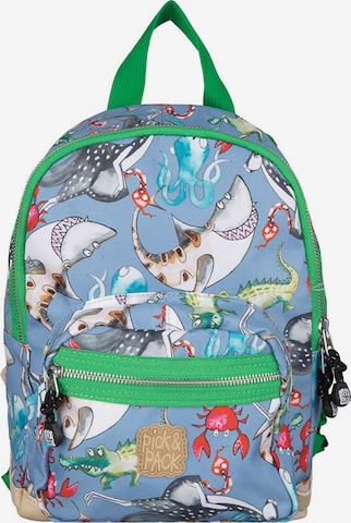 Pick & Pack Backpack 'Mix Animal' in Blue: front