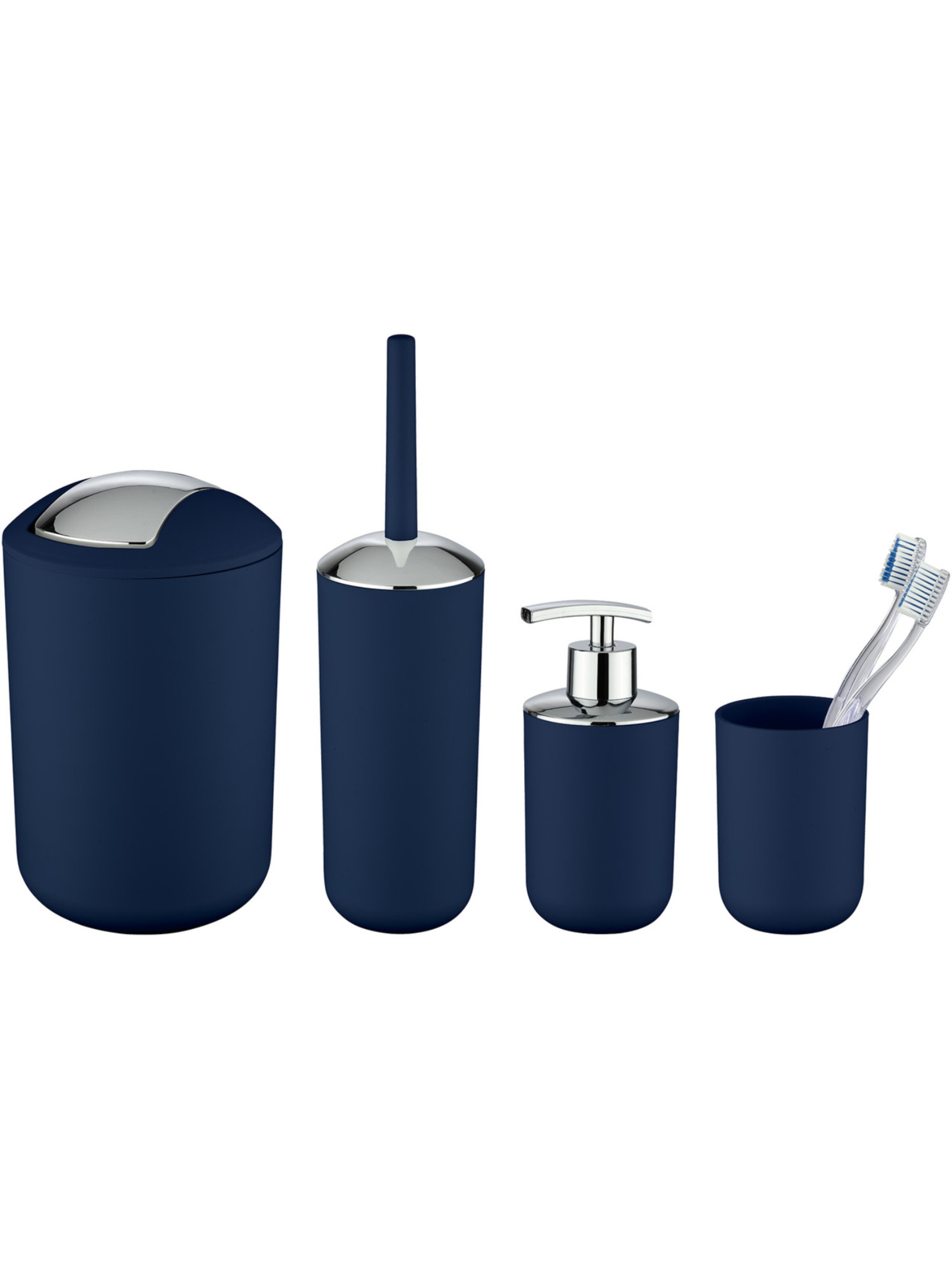 Wenko Bad-Accessoire Set 'Brasil' in dunkelblau / silber, Produktansicht