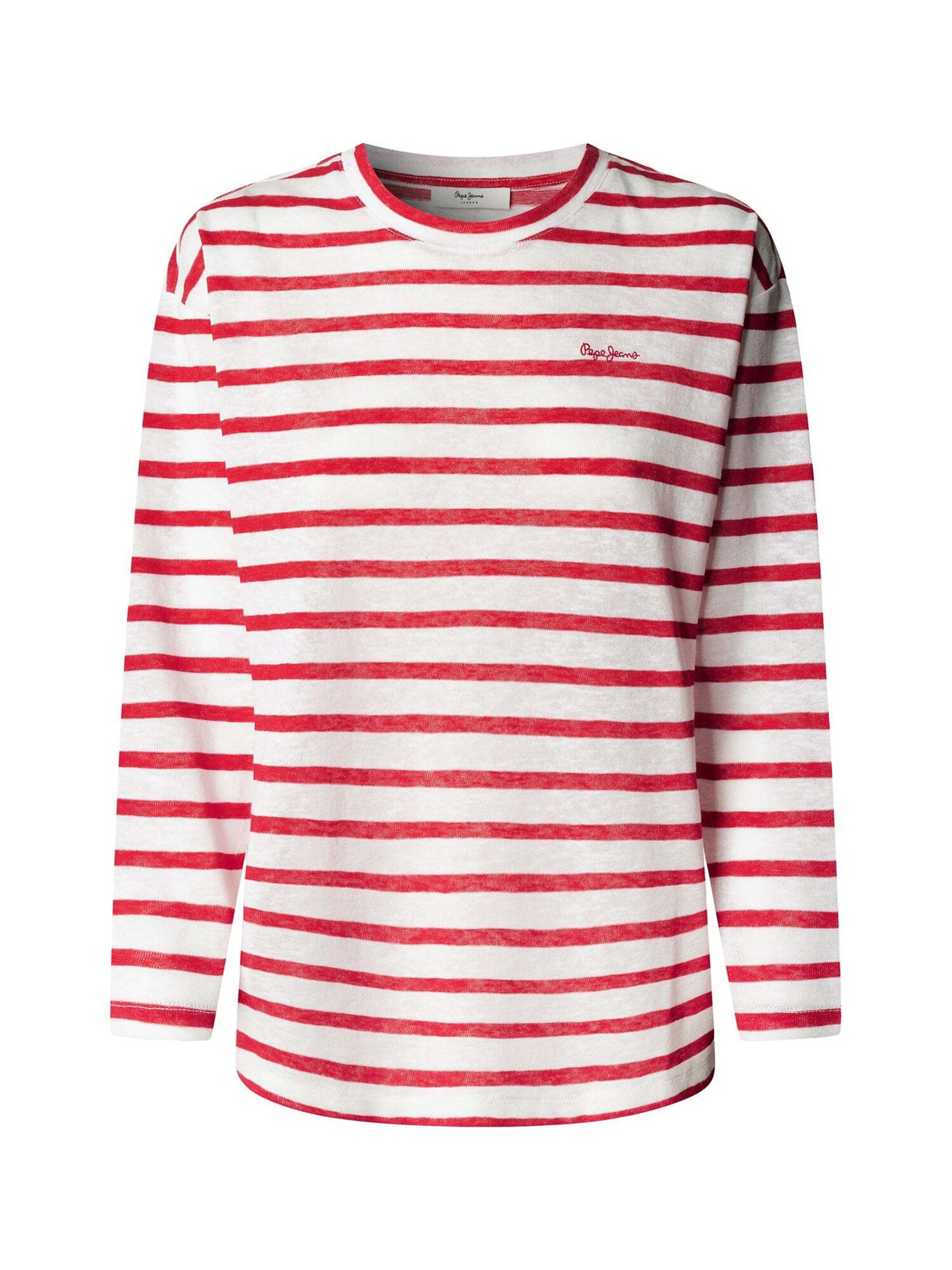 Pepe Jeans Shirt 'Marlen' in de kleur Rood / Natuurwit, Productweergave