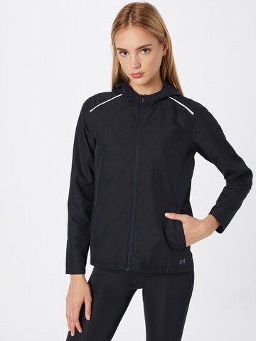 UNDER ARMOUR Sports jacket 'OutRun' in Black: front