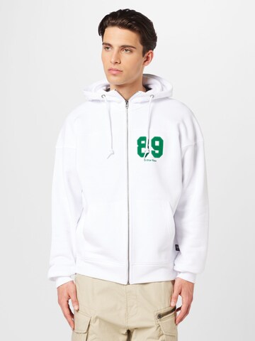 G-Star RAW - Sudadera con cremallera en blanco: frente