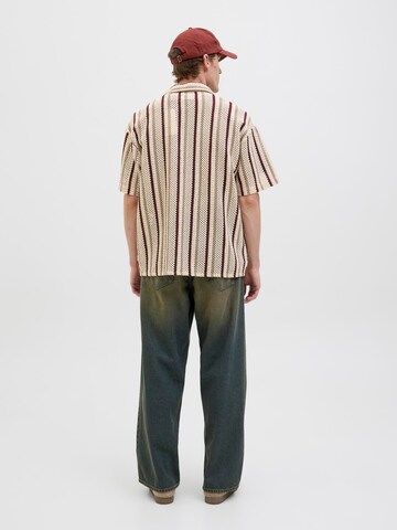 JACK & JONES Comfort fit Button Up Shirt in Beige