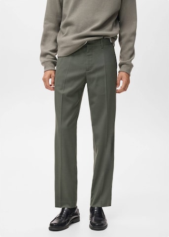 MANGO MAN Regular Pleat-Front Pants 'Savoir' in Green: front
