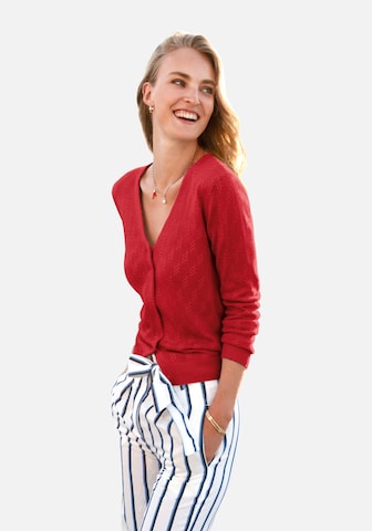 Peter Hahn Knit Cardigan in Red: front