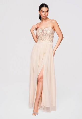 Robe de soirée Ombre en beige : devant