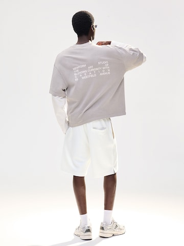Bershka Wide leg Bandplooibroek in Wit