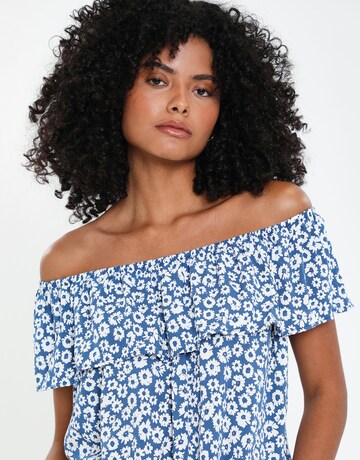 Threadbare Blouse 'THB Coronation Bardot Top' in Blue
