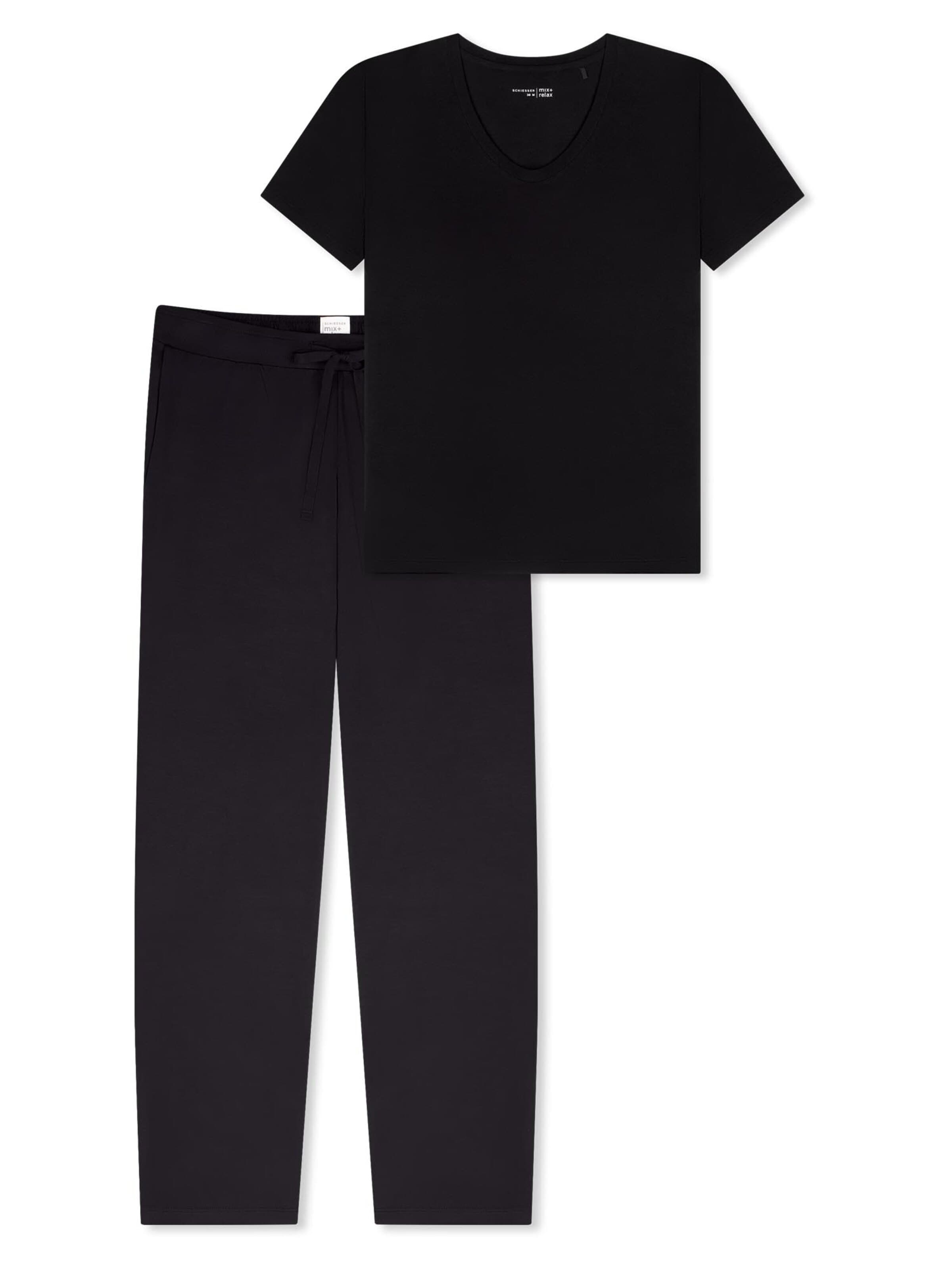 SCHIESSER Pyjama 'Mix & Relax'‌‌‌‌‌‌‌‌ in Schwarz: Vorderseite