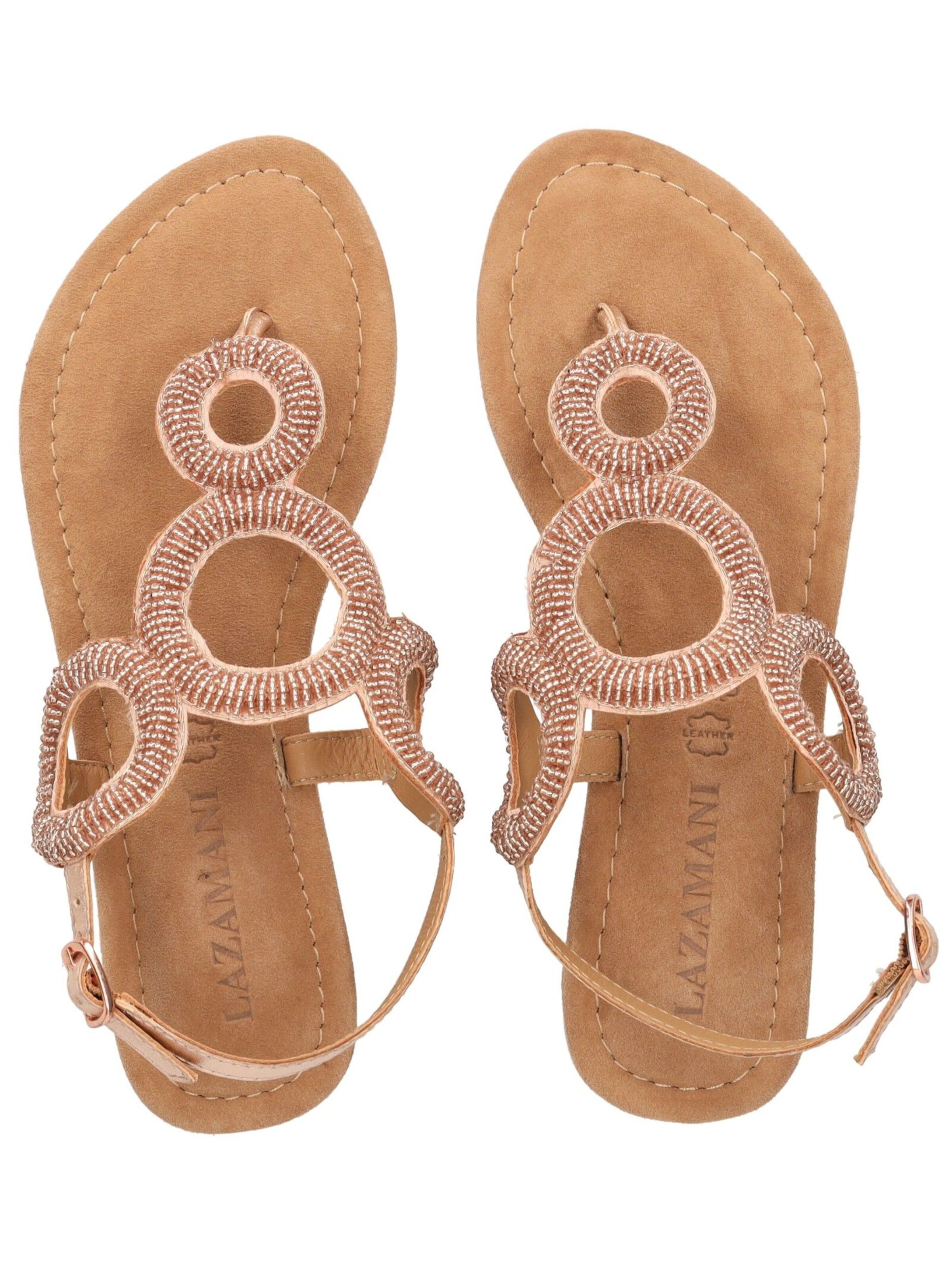 LAZAMANI T-Bar Sandals in Beige