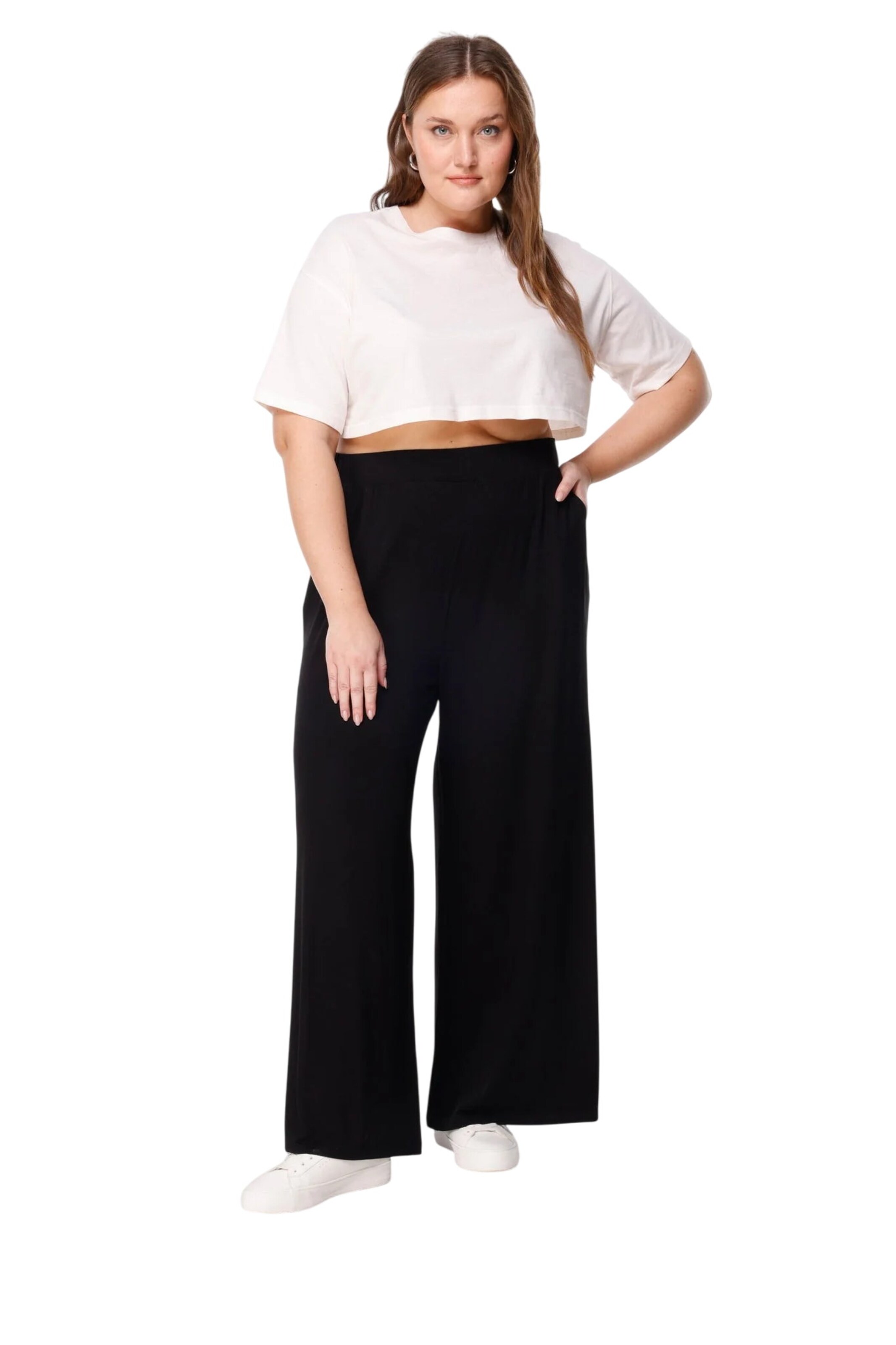 Shape Of You Wide Leg Hose in Schwarz