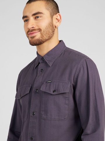 G-Star RAW Slim fit Button Up Shirt 'Marine' in Purple