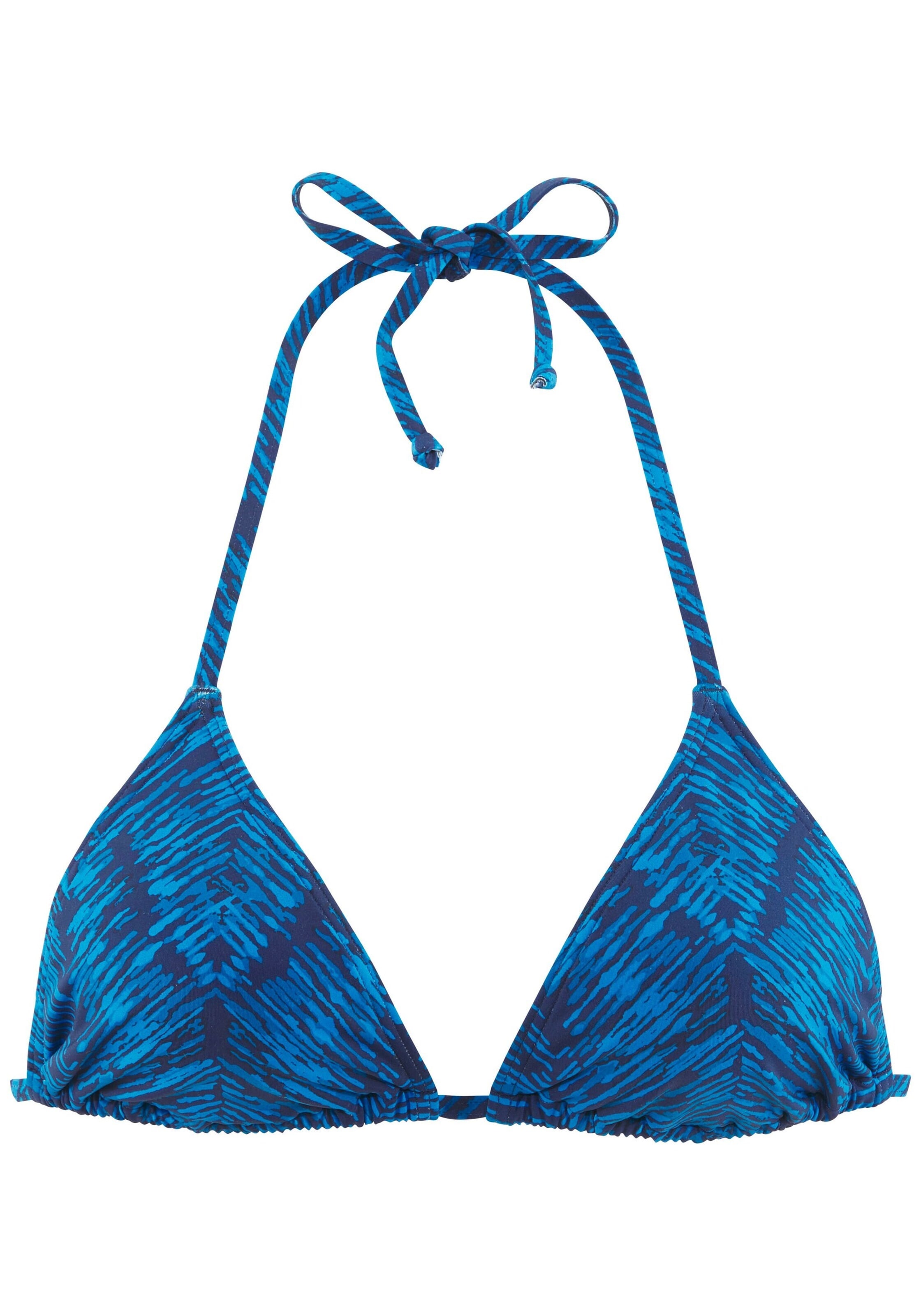 JETTE Triangle Bikini Top in Blue: front
