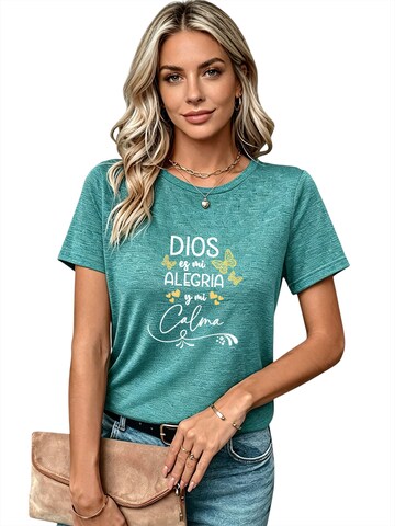 GORHEY Shirt 'Women's Summer Short-Sleeve Shirt with Slogan Print Slogan Tees' in Blue: front