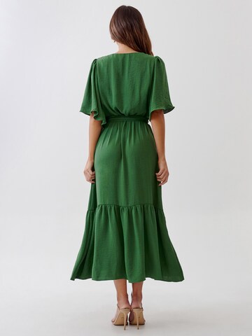 Tussah Kleid in Grün: Rückseite
