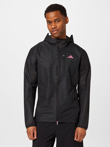 ADIDAS PERFORMANCE Athletic Jacket 'Adizero Engineered Membrane' in Black: front