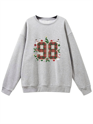 GORHEY Sweatshirt 'Women's Oversized Sweatshirt with Number Print, Warm Fleece Blend' in Grey: front