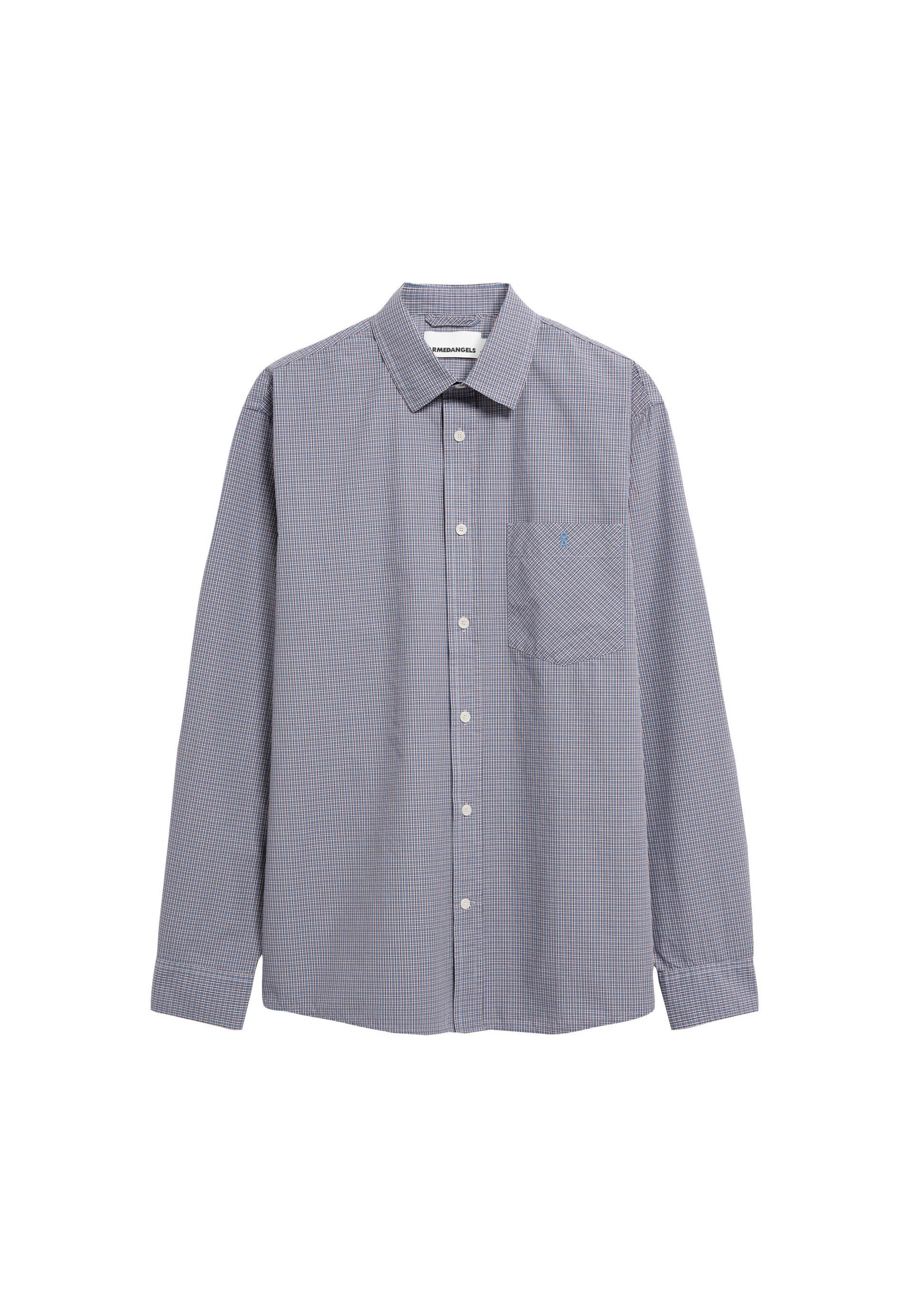 ARMEDANGELS Comfort Fit Hemd SMALL CHECK in Blau: Vorderseite