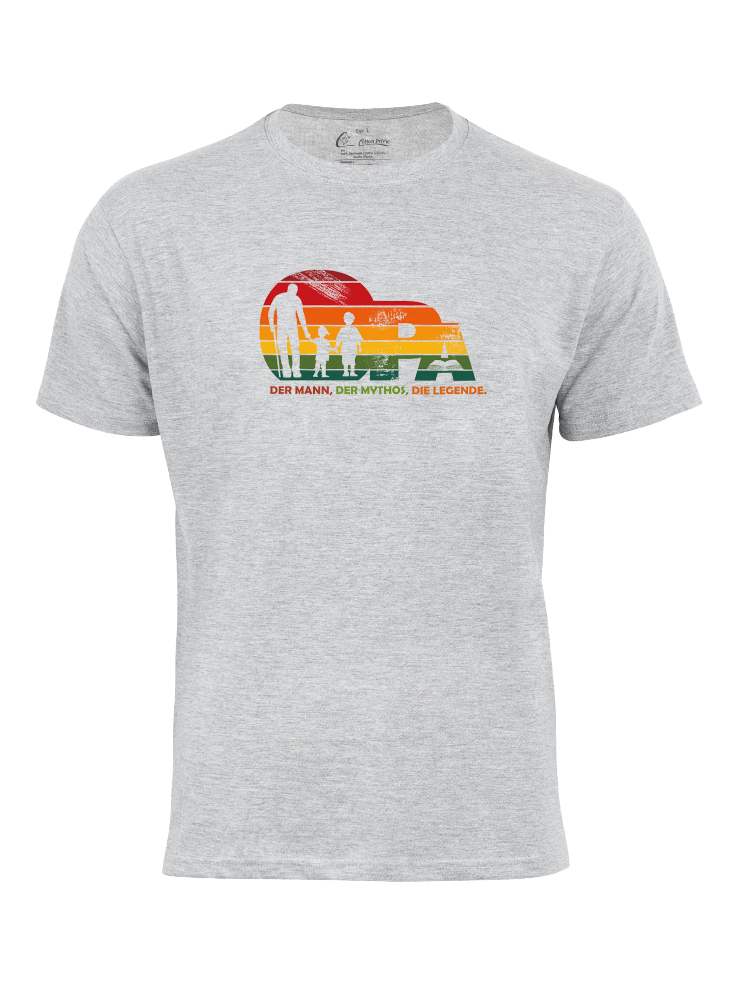 Cotton Prime Shirt 'Opa Legende der Enkel' in Grijs: voorkant