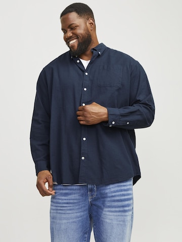 Jack & Jones Plus Slim Fit Риза 'Oxford' в синьо: отпред