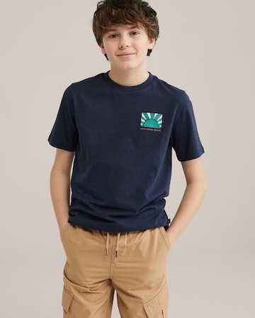 Tricou de la WE Fashion pe albastru: față
