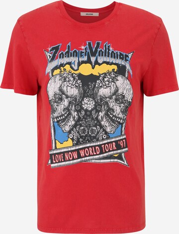 Zadig & Voltaire Shirt 'CONCERT DOUBLE SKULL' in Rood: voorkant