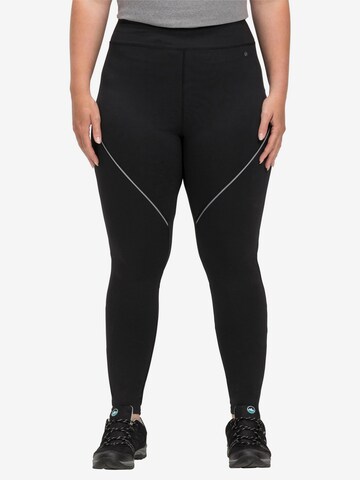 SHEEGO Skinny Workout Pants in Black: front