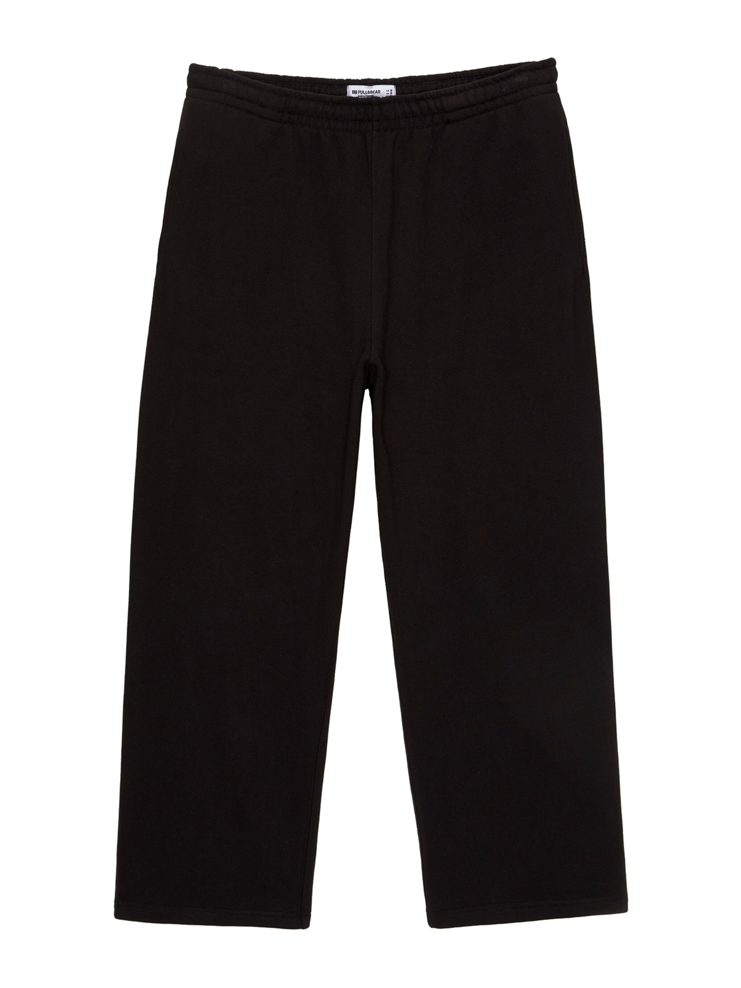 Pull&Bear Wide leg Trousers in Black: front