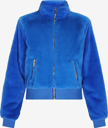Giacca di mezza stagione di faina in blu: frontale