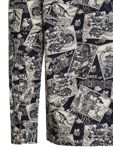 King Kerosin Regular Fit Hemd 'Motorpsycho'‌‌‌‌‌‌‌‌‌ in Schwarz