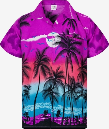 King Kameha Shirt 'Beach' in Lila: Vorderseite
