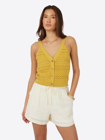 BRAVE SOUL Gebreide bodywarmer in Geel: voorkant