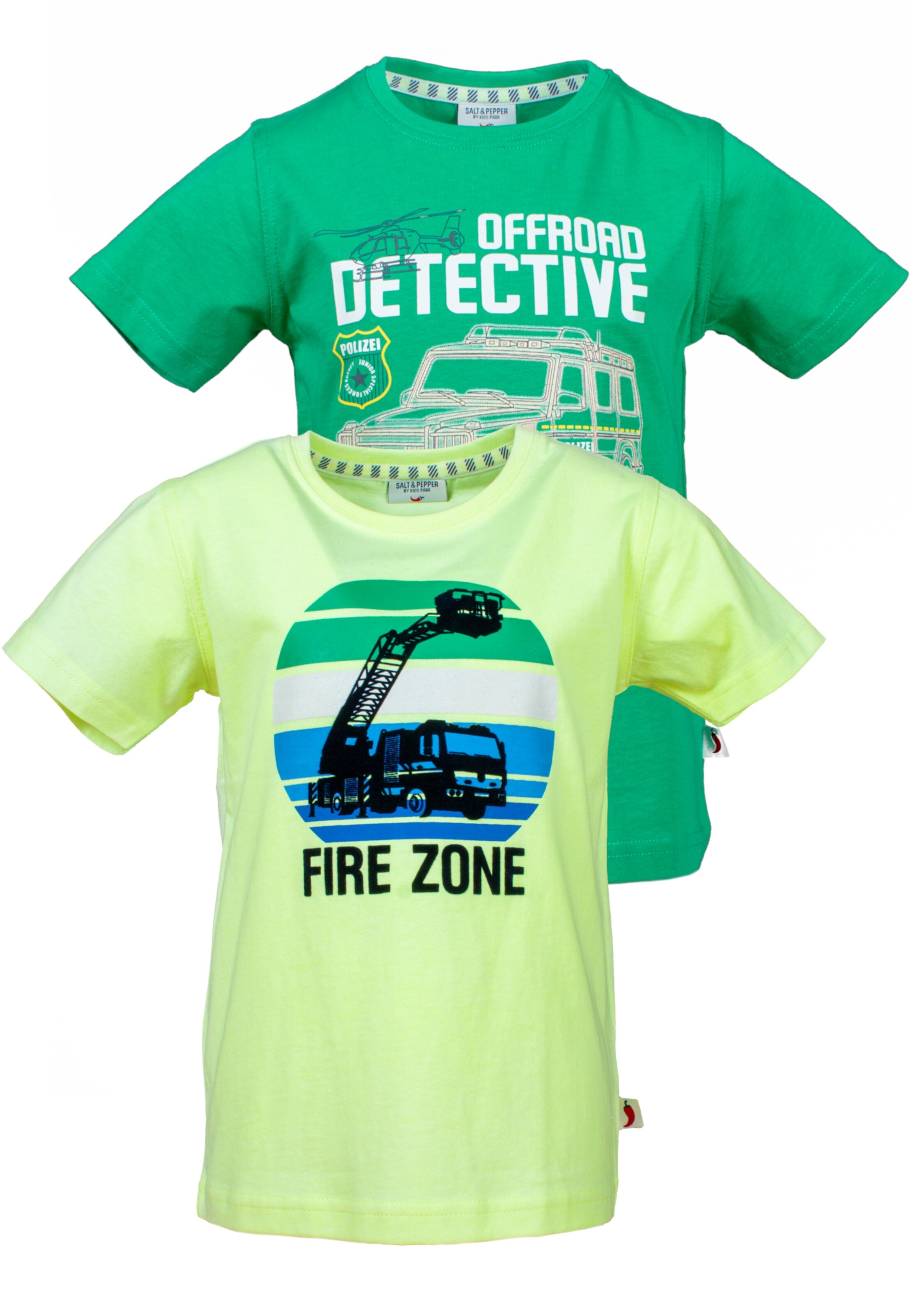 SALT AND PEPPER Shirt 'Feuerwehr' in Green: front