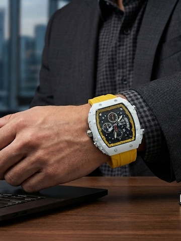 PBLIQ Analoog horloge 'PBLIQ Luxe Chronograaf Herenhorloge' in Geel
