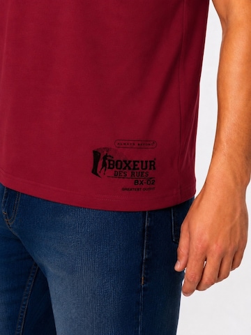 Boxeur des Rues - Camiseta tradicional 'Herren T-Shirt Slim Fit Boxeur des Rues, Bordeaux, Schwarzes Logo, Premium-Baumwolle' en rojo